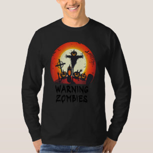 Warnung Zombie Mondbeschienenes Friedhof Gruselig T-Shirt