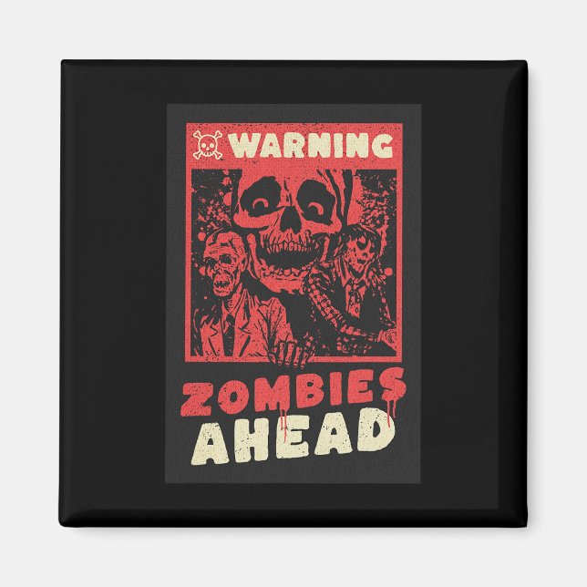 Warnung Zombies Halloween-Kostüm Magnet (Vorne)