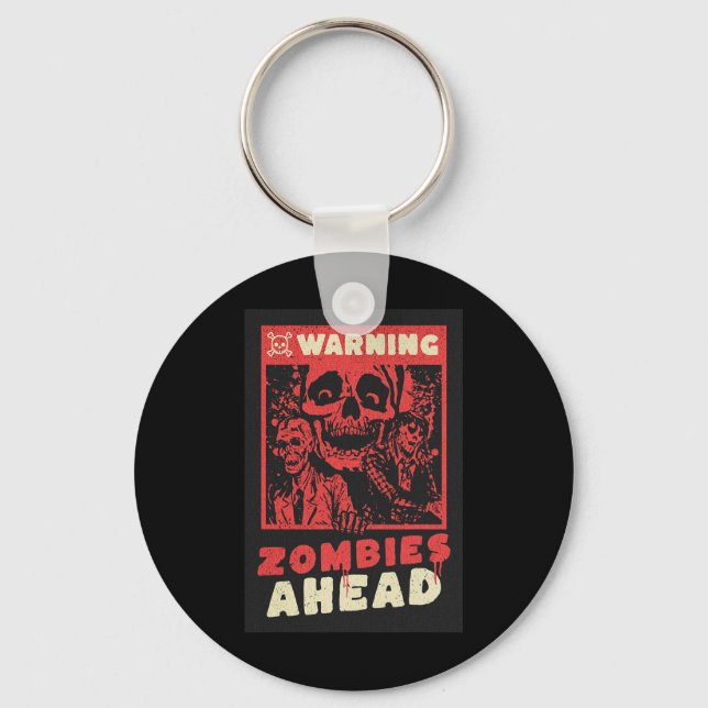 Warnung Zombies Halloween-Kostüm Schlüsselanhänger (Vorderseite)