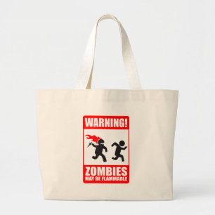 Warnung! Zombies können brennbare Taschen-Tasche Jumbo Stoffbeutel