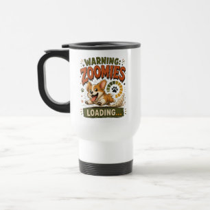 "Warnung Zoomies laden"Lustiger Corgi-Fan Retro Reisebecher