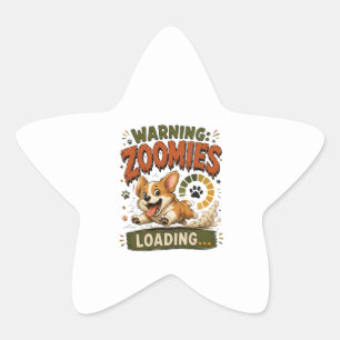 "Warnung Zoomies laden"Lustiger Corgi-Fan Retro Stern-Aufkleber