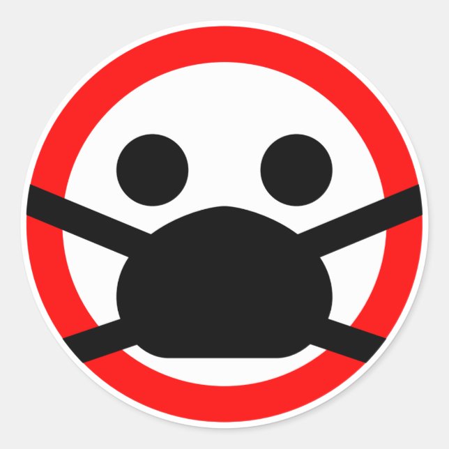 😷 Warnzeichen für die Schutzmaske Runder Aufkleber (Vorderseite)