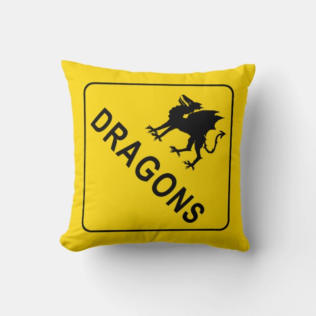 Warnzeichen für Drachen Kissen (Vorderseite)