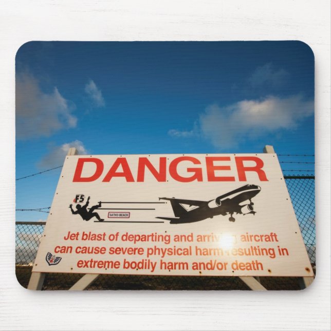 Warnzeichen nahe Flughafen St. Maarten, Mousepad (Vorne)