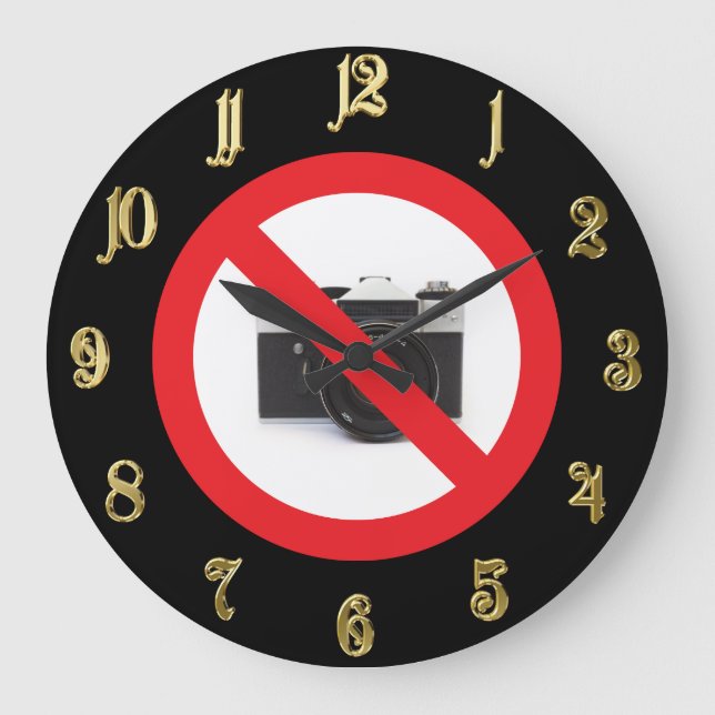 Warnzeichen ohne Kamera Große Wanduhr (Vorderseite)