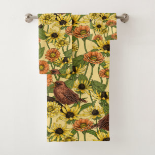 Warnzeichen und Blume, blassgelb Badhandtuch Set