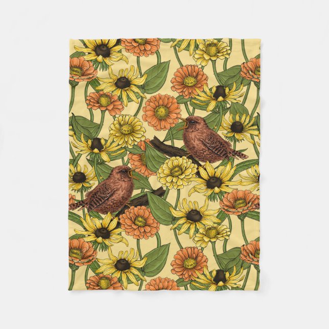 Warnzeichen und Blume, blassgelb Fleecedecke (Vorderseite)