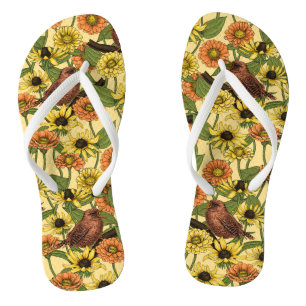 Warnzeichen und Blume, blassgelb Flip Flops