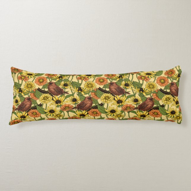 Warnzeichen und Blume, blassgelb Seitenschläferkissen (Vorderseite)