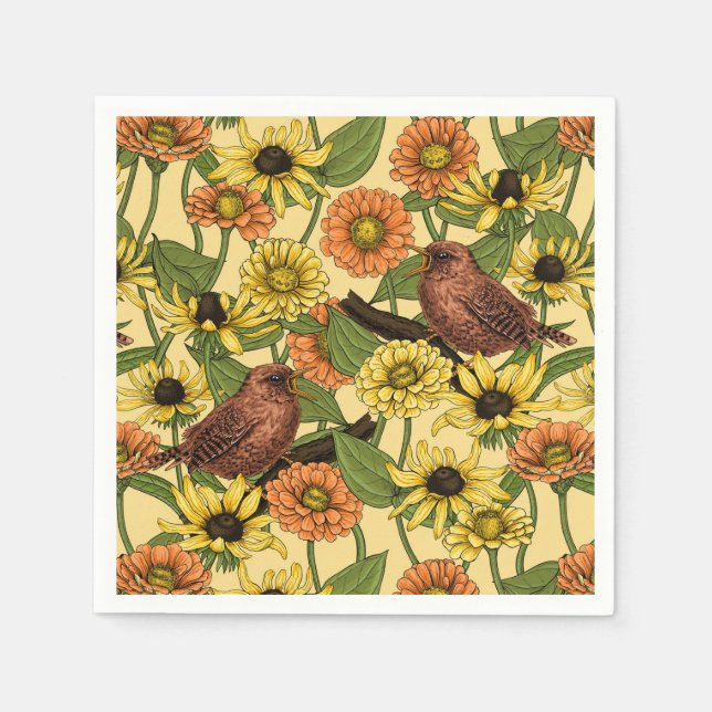 Warnzeichen und Blume, blassgelb Serviette (Vorderseite)