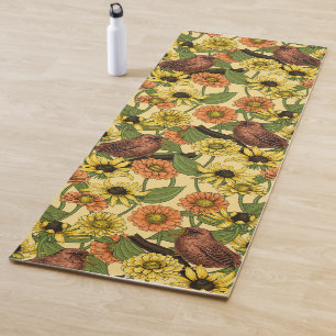 Warnzeichen und Blume, blassgelb Yogamatte