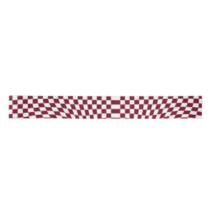 Warped Burgundy Red White Karos Checked Satinband