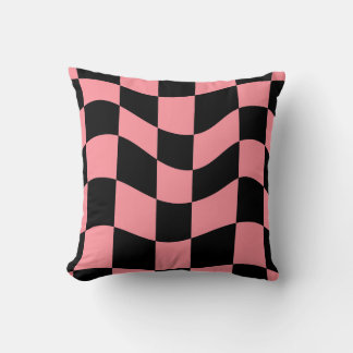 Warped Checkerboard Throw Pillow - Trippy Colorful Kissen