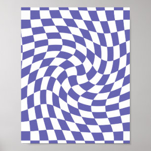 Warped Checks Retro Psychedelic Poster