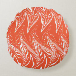 Warpfarben - orange und weiß rundes kissen