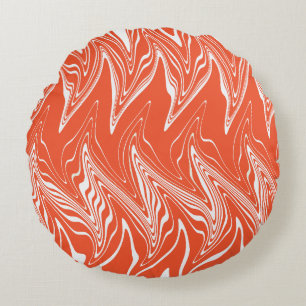 Warpfarben - orange und weiß rundes kissen