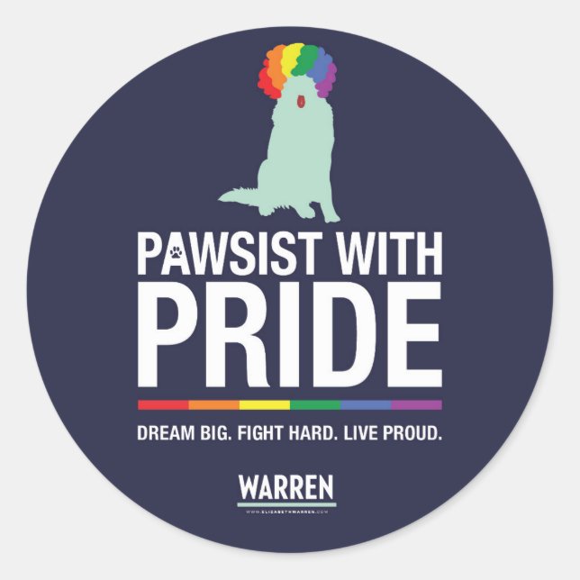 Warren 2020 - Bailey - Pawsist mit Pride Runder Aufkleber (Vorderseite)