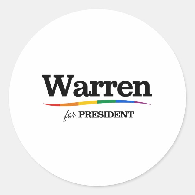 Warren als Präsident Runder Aufkleber (Vorderseite)