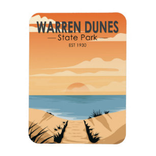 Warren Dunes Staat Park Michigan Vintag Magnet