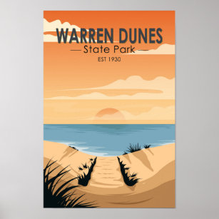 Warren Dunes Staat Park Michigan Vintag Poster