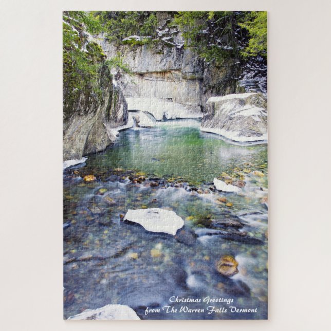 Warren Falls Vermont.Christmas Greetings Jigsaw Pu Puzzle (Vertikal)