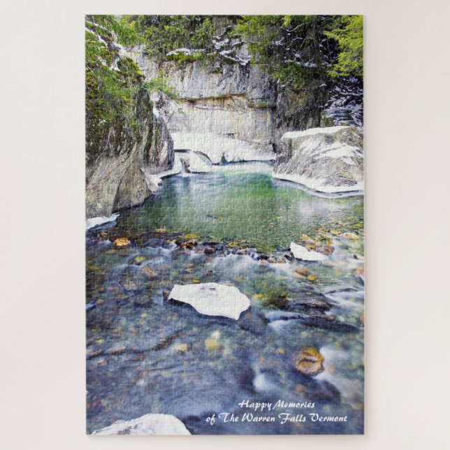 Warren Falls Vermont.Christmas Greetings Jigsaw Pu Puzzle (Vertikal)