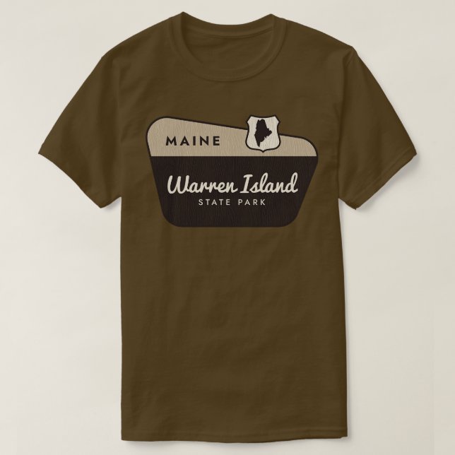 Warren Island Staat Park Maine Begrüßungszeichen T-Shirt (Design vorne)