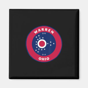 Warren Ohio Oh Flagge Dge Roundlet Souvenir Magnet