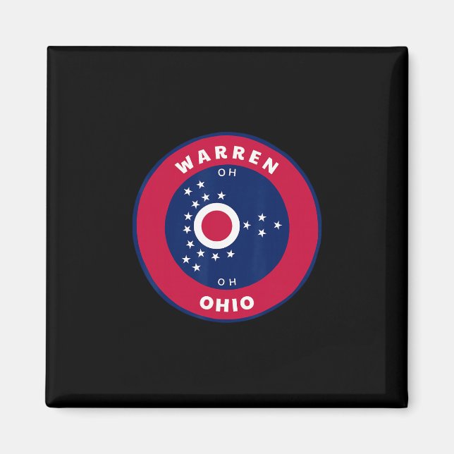 Warren Ohio Oh Flagge Dge Roundlet Souvenir  Magnet (Vorne)