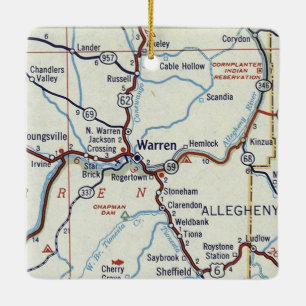 Warren PA Vintage Karte Keramikornament
