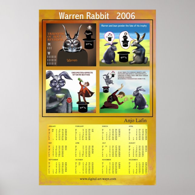 Warren Rabbit Kalender 2006 von Anjo Lafin Poster (Vorne)