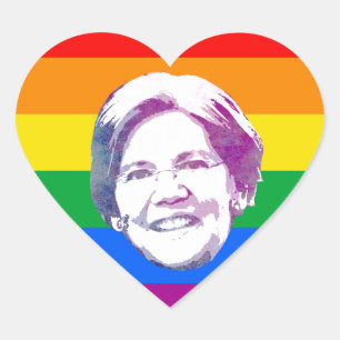 Warren Regenbogenstreifen Herz-Aufkleber