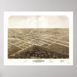 Warrensburg Missouri 1869 Antike Panoramakarte Poster