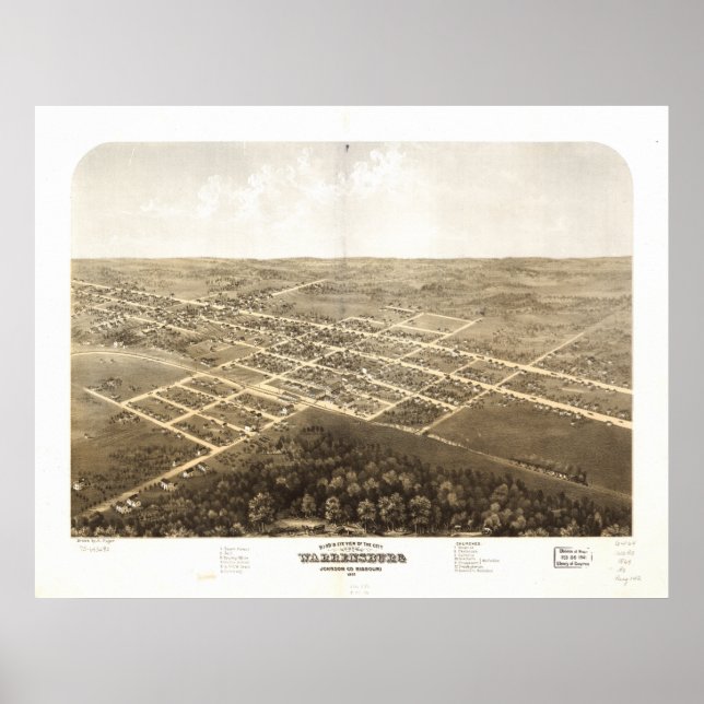 Warrensburg Missouri 1869 Antike Panoramakarte Poster (Vorne)