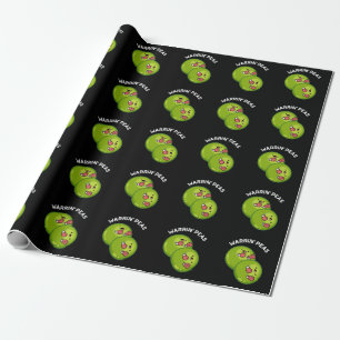 Warrin Peace Funny Pea Pun Dark BG Geschenkpapier