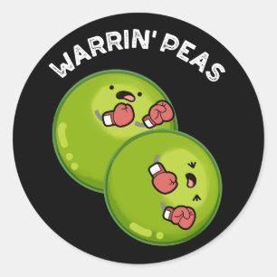Warrin Peace Funny Pea Pun Dark BG Runder Aufkleber