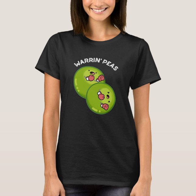Warrin Peace Funny Pea Pun Dark BG T-Shirt (Vorderseite)