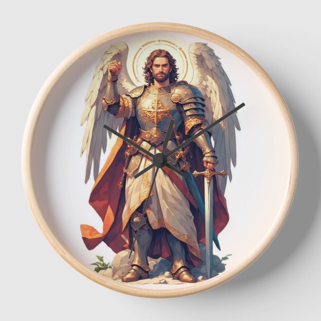 Warrior Archangel Michael Wall Clock Uhr (Vorderseite)