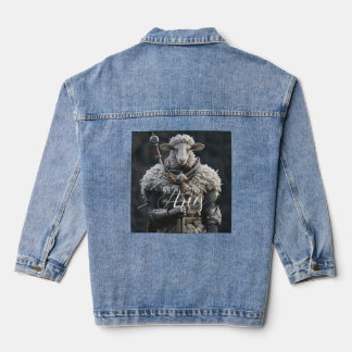 Warrior Aries 3D Animation Steel Sword Illustratio Jeansjacke