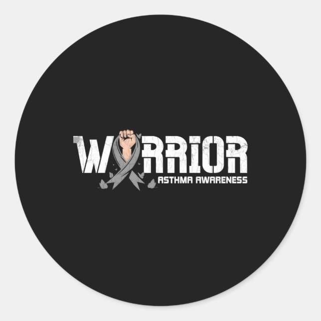 Warrior Asthma Awareness Month Supporter Gray Ribb Runder Aufkleber (Vorderseite)