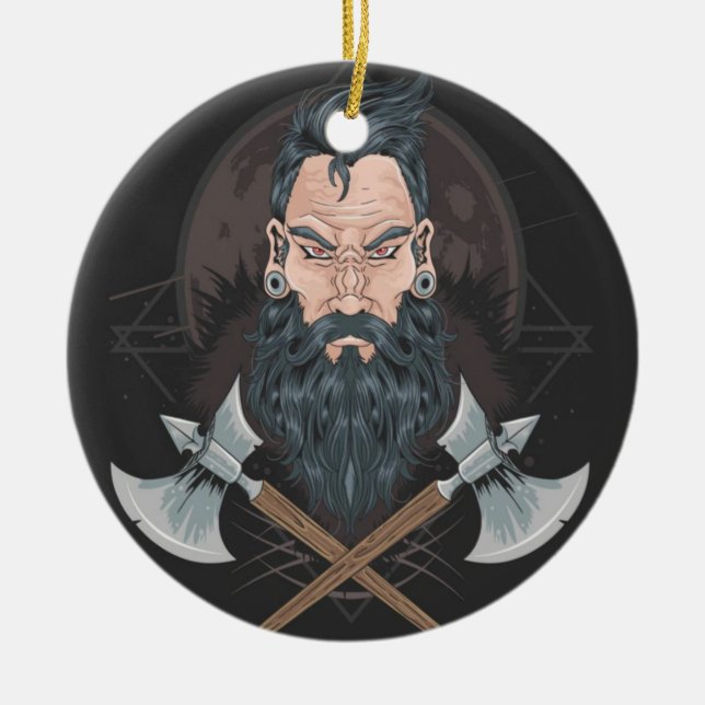 WARRIOR BEARD MEN KERAMIK ORNAMENT (Vorne)