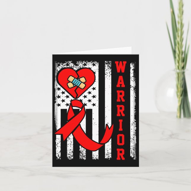 Warrior Chd Herzerkrankungen Bewusstsein Red Ribbo Karte (Vorderseite)