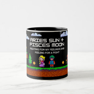 Warrior Dreamer - Aries Sun, Fisces Moon Zodiac Mu Zweifarbige Tasse