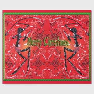 Warrior Full Aborigine Christmas Wrapping Paper Geschenkpapier