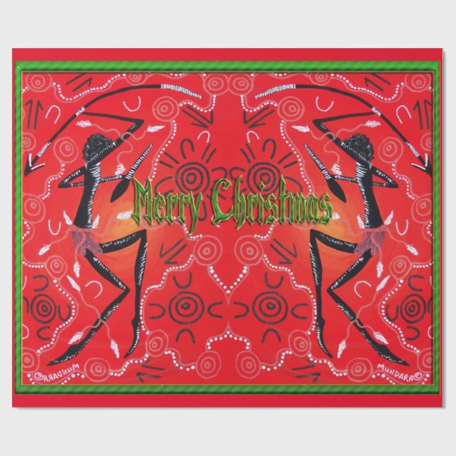 Warrior Full Aborigine Christmas Wrapping Paper Geschenkpapier (Flach)