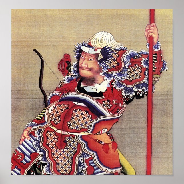 Warrior, Hokusai japanische Kunst Poster (Vorne)