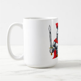 warrior holding sword and shield ready for battle kaffeetasse