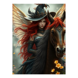 Warrior Horse Fairy Fantasy Art Poster