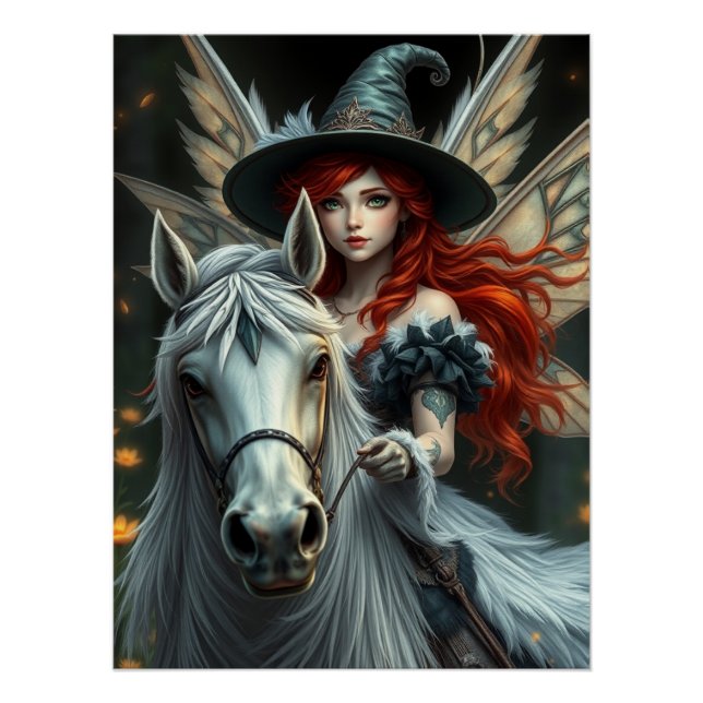 Warrior Horse Fairy Fantasy Art Poster (Vorderseite)